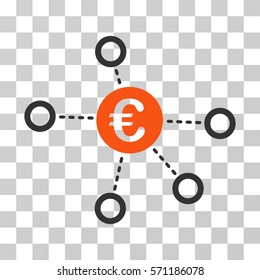 Euro Network icon. Vector illustration style is flat iconic bicolor symbol, orange and gray colors, transparent background. Designed for web and software interfaces.