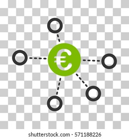 Euro Network icon. Vector illustration style is flat iconic bicolor symbol, eco green and gray colors, transparent background. Designed for web and software interfaces.