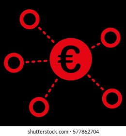 Euro Network vector icon. Flat red symbol. Pictogram is isolated on a black background. Designed for web and software interfaces.