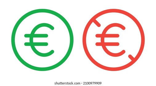 Euro and no euro icon sign. Financial payment concept svg