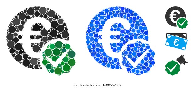 Euro only composition of circle elements in various sizes and color tinges, based on euro only icon. Vector round elements are grouped into blue composition.