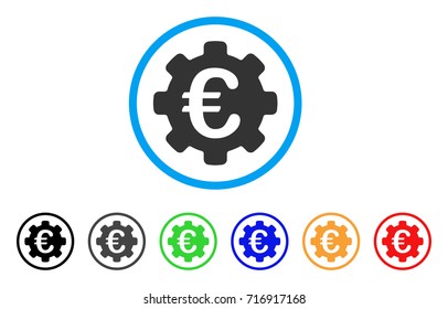 Euro Options icon. Vector illustration style is a flat iconic euro options grey rounded symbol inside light blue circle with black, gray, green, blue, red, orange color additional versions.