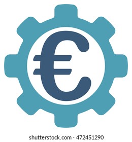 Euro Options icon. Vector style is bicolor flat iconic symbol with rounded angles, cyan and blue colors, white background.