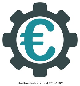 Euro Options icon. Vector style is bicolor flat iconic symbol with rounded angles, soft blue colors, white background.