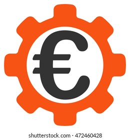 Euro Options icon. Vector style is bicolor flat iconic symbol with rounded angles, orange and gray colors, white background.