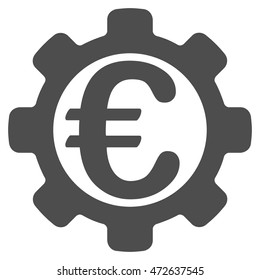 Euro Options icon. Vector style is flat iconic symbol with rounded angles, gray color, white background.