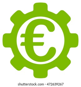Euro Options icon. Vector style is flat iconic symbol with rounded angles, eco green color, white background.