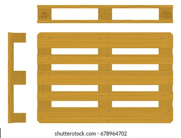 Euro pallet in three views. Vector.