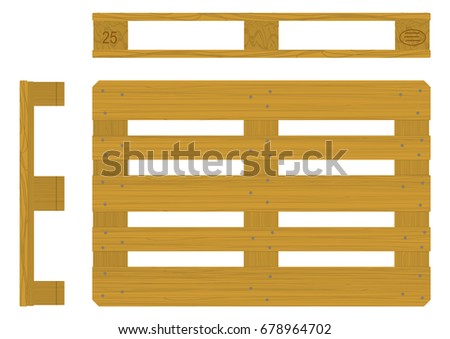 Euro pallet in three views. Vector.