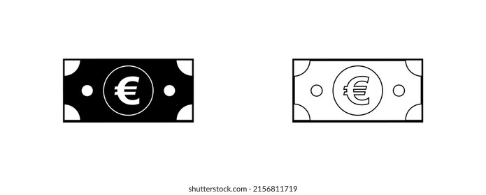 Euro paper banknote. Vector icon.