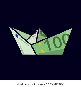 Euro Paper boat Illustration