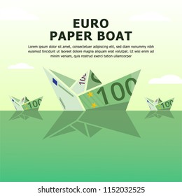 Euro Paper Boat Vector Money Illustrations