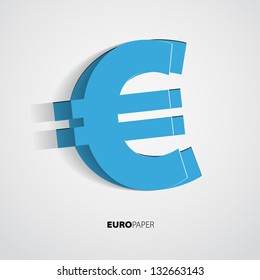 Euro from paper on isolated white background - vector