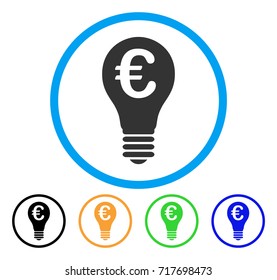 Euro Patent icon. Vector illustration style is a flat iconic euro patent grey rounded symbol inside light blue circle with black, green, blue, yellow color versions.