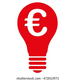 Euro Patent icon. Vector style is flat iconic symbol with rounded angles, red color, white background.