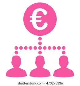 Euro Payment Clients icon. Vector style is flat iconic symbol, pink color, white background.