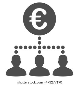 Euro Payment Clients icon. Vector style is flat iconic symbol, gray color, white background.