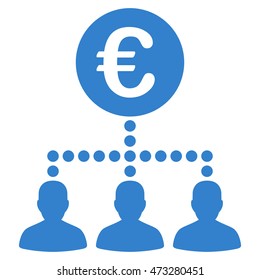 Euro Payment Clients icon. Vector style is flat iconic symbol, cobalt color, white background.