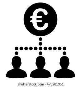 Euro Payment Clients icon. Vector style is flat iconic symbol, black color, white background.