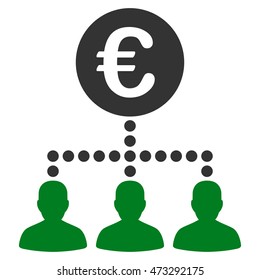 Euro Payment Clients icon. Vector style is bicolor flat iconic symbol, green and gray colors, white background.