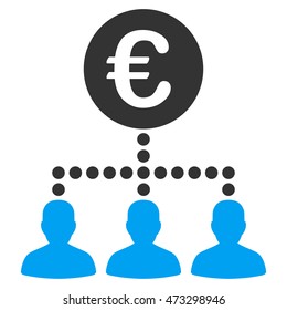 Euro Payment Clients icon. Vector style is bicolor flat iconic symbol, blue and gray colors, white background.