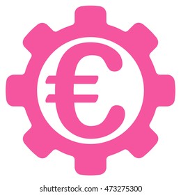 Euro Payment Options icon. Vector style is flat iconic symbol, pink color, white background.