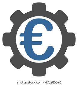 Euro Payment Options icon. Vector style is bicolor flat iconic symbol, cobalt and gray colors, white background.
