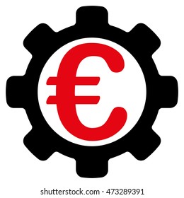 Euro Payment Options icon. Vector style is bicolor flat iconic symbol, intensive red and black colors, white background.