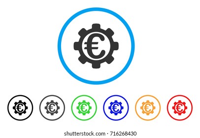 Euro Payment Options icon. Vector illustration style is a flat iconic euro payment options gray rounded symbol inside light blue circle with black, gray, green, blue, red, orange color versions.
