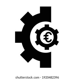 Euro, icono de configuración de pago. Gráficos vectoriales negros simples.