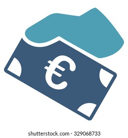 Euro Payment vector icon. Style is bicolor flat symbol, cyan and blue colors, rounded angles, white background.