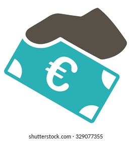Euro Payment vector icon. Style is bicolor flat symbol, grey and cyan colors, rounded angles, white background.