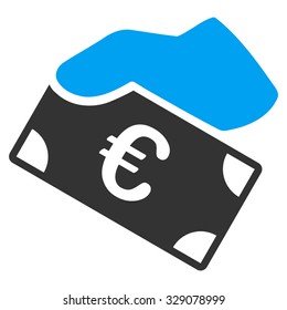 Euro Payment vector icon. Style is bicolor flat symbol, blue and gray colors, rounded angles, white background.