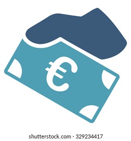Euro Payment vector icon. Style is bicolor flat symbol, cyan and blue colors, rounded angles, white background.