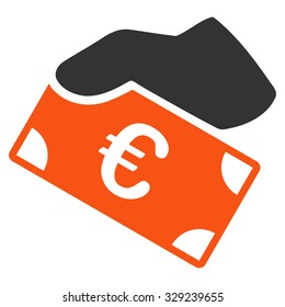 Euro Payment vector icon. Style is bicolor flat symbol, orange and gray colors, rounded angles, white background.