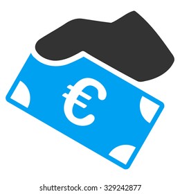 Euro Payment vector icon. Style is bicolor flat symbol, blue and gray colors, rounded angles, white background.