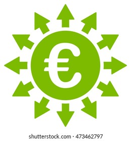 Euro Payments icon. Vector style is flat iconic symbol with rounded angles, eco green color, white background.