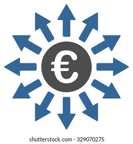 Euro Payments vector icon. Style is bicolor flat symbol, cobalt and gray colors, rounded angles, white background.