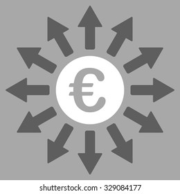 Euro Payments vector icon. Style is bicolor flat symbol, dark gray and white colors, rounded angles, silver background.