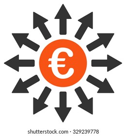 Euro Payments vector icon. Style is bicolor flat symbol, orange and gray colors, rounded angles, white background.