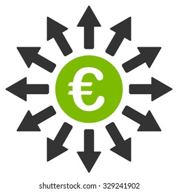 Euro Payments vector icon. Style is bicolor flat symbol, eco green and gray colors, rounded angles, white background.