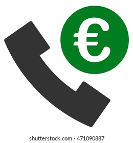 Euro Phone Order icon. Vector style is bicolor flat iconic symbol with rounded angles, green and gray colors, white background.