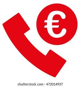 Euro Phone Order icon. Vector style is flat iconic symbol with rounded angles, red color, white background.