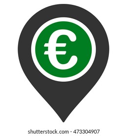 Euro Pointer icon. Vector style is bicolor flat iconic symbol with rounded angles, green and gray colors, white background.