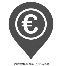 Euro Pointer icon. Vector style is flat iconic symbol with rounded angles, gray color, white background.