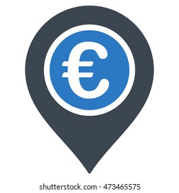 Euro Pointer icon. Vector style is bicolor flat iconic symbol with rounded angles, smooth blue colors, white background.