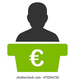 Euro Politician icon. Vector style is bicolor flat iconic symbol, eco green and gray colors, white background.