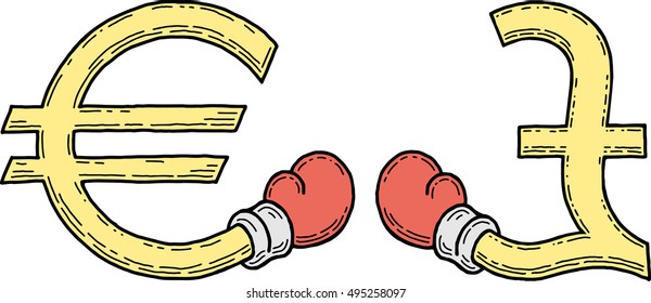 Euro and pound signs boxing (vector)