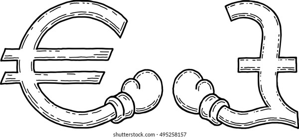 Euro and pound signs boxing (vector)