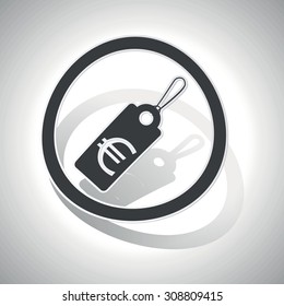 Euro price sign sticker, curved, with outlining and shadow